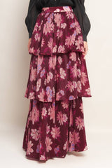 Burgundy Floral Maxi Skirt