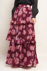 Burgundy Floral Maxi Skirt