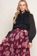 Burgundy Floral Maxi Skirt