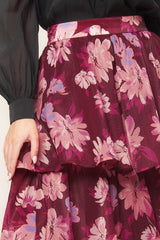 Burgundy Floral Maxi Skirt