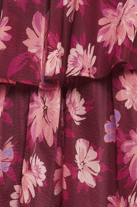 Burgundy Floral Maxi Skirt