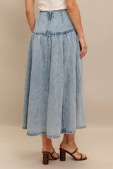 Light Wash Denim Midi Skirt