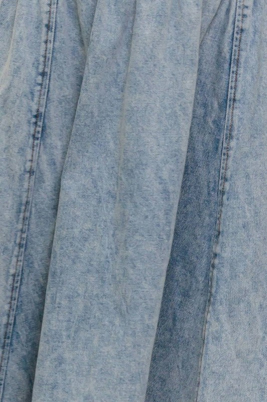 Light Wash Denim Midi Skirt