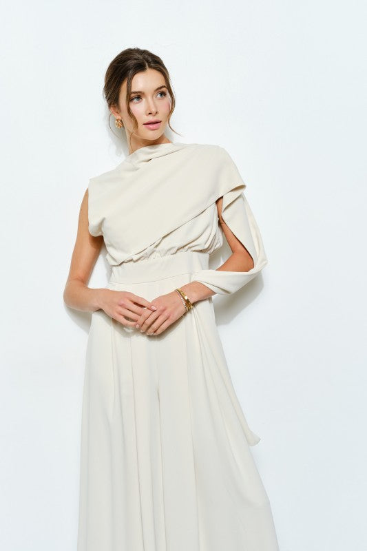 One-Shoulder Draped Jumpsuit