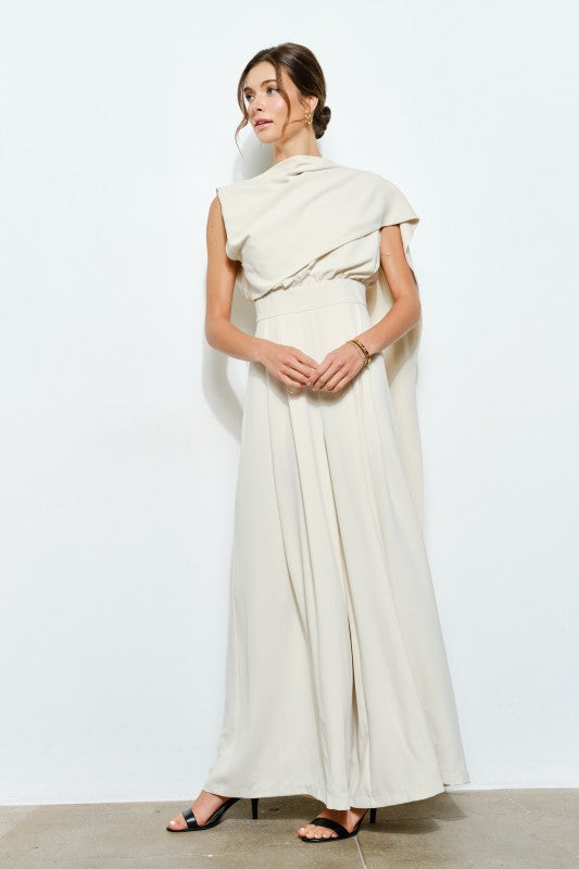 One-Shoulder Draped Jumpsuit