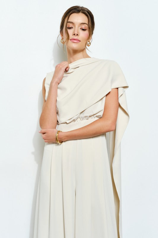 One-Shoulder Draped Jumpsuit