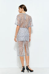 Sequin Sheer Midi Skirt