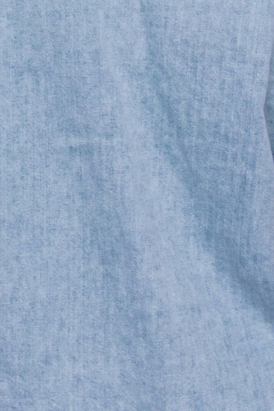 Denim Acid Puff Sleeve Top