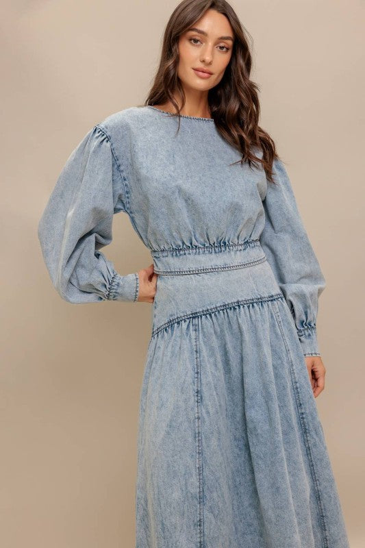 Puff Sleeve Denim Blouse