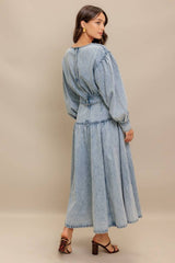 Puff Sleeve Denim Blouse