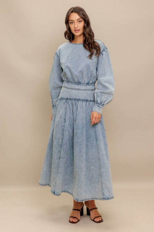 Puff Sleeve Denim Blouse