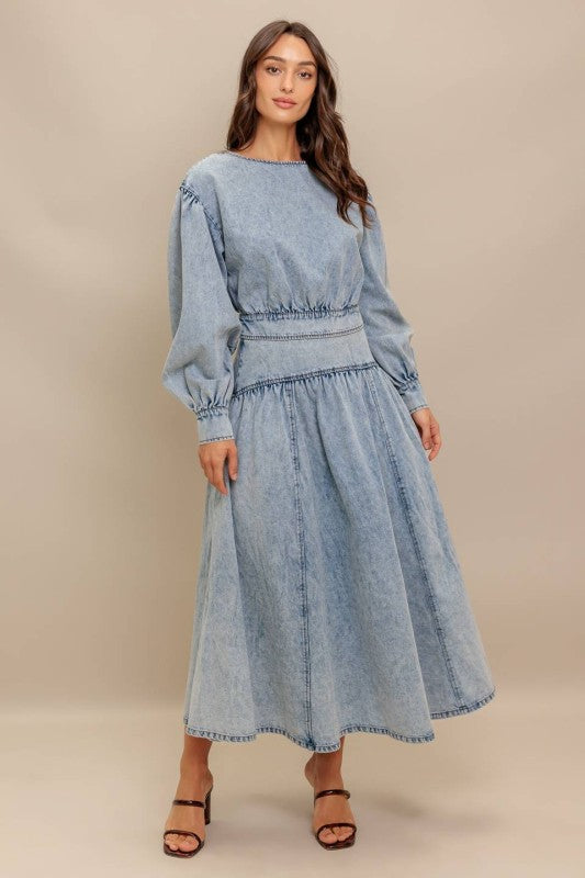 Puff Sleeve Denim Blouse