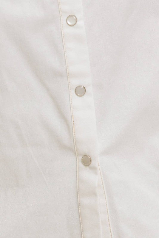 Ruffle Sleeve Cotton Poplin Shirt