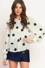 Polka Dot Button-Down Blouse