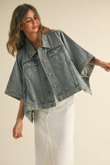 Cape-Style Denim Jacket