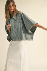 Cape-Style Denim Jacket