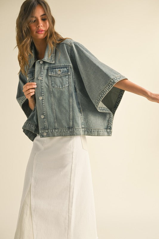 Cape-Style Denim Jacket