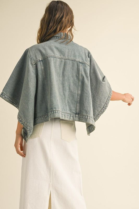 Cape-Style Denim Jacket
