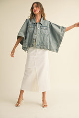 Cape-Style Denim Jacket