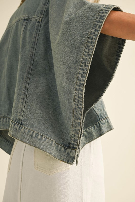 Cape-Style Denim Jacket