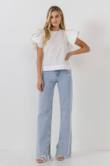 Folded Ruffle Sleeve Top