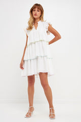 Color Block Edge Tiered Dress