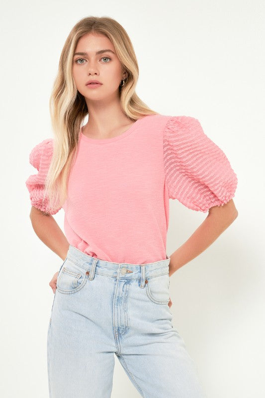 Textured Sleeve T-Shirt