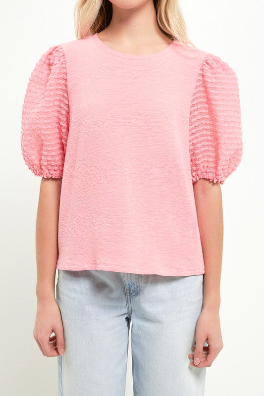 Textured Sleeve T-Shirt