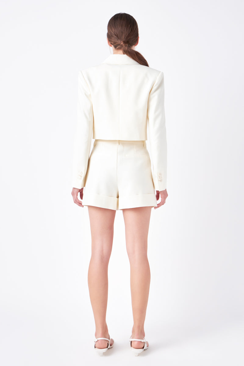 Double Breasted Button Blazer (Ivory, Navy)