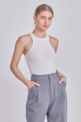 Sleeveless Basic Knit Top (Black, White)