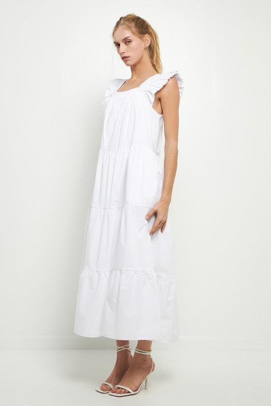 Ruffle Detail Midi Dress