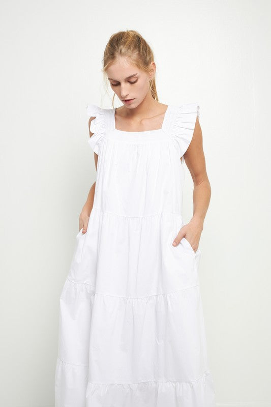 Ruffle Detail Midi Dress