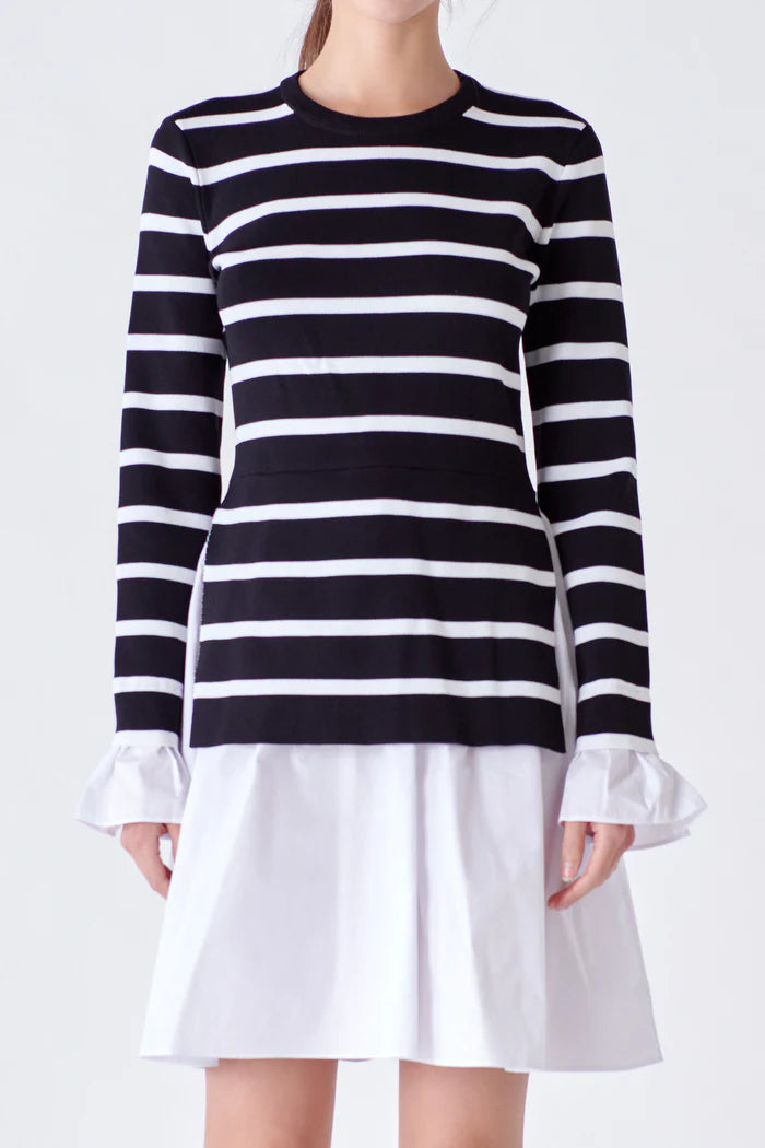 Poplin Combo Knit Dress XS Poplin Combo Knit Dress XS