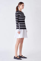 poplin combo knit dress Poplin Combo Knit Mini Dress
