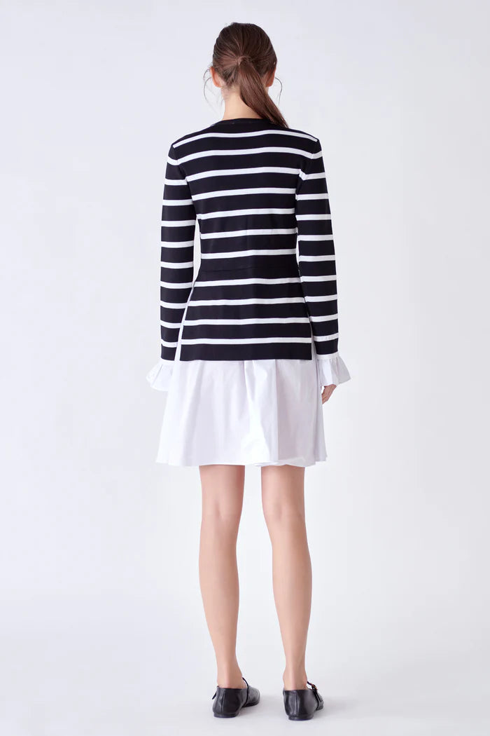 poplin combo knit dress SIMONMILLER Otto Knit Poplin Combo Dress | Red | Size XL