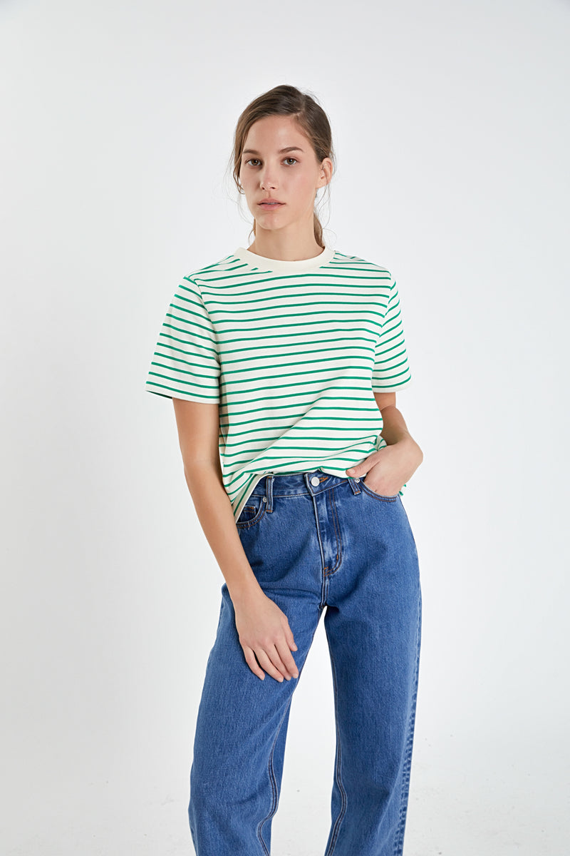 Stripe T-Shirt (Green, Red/Pink)
