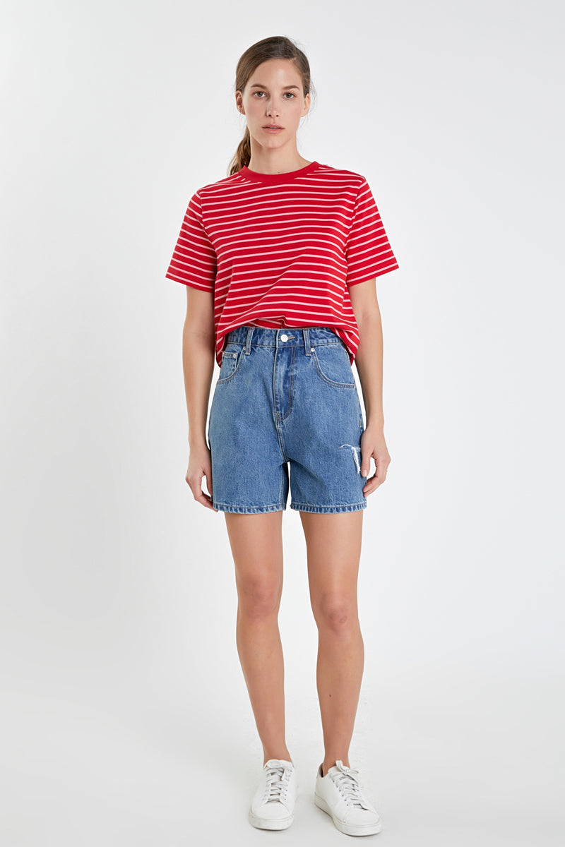 Stripe T-Shirt (Green, Red/Pink)