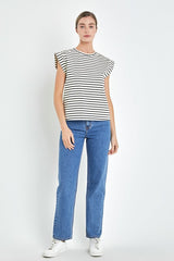 Stripe Rib Cotton T-Shirt
