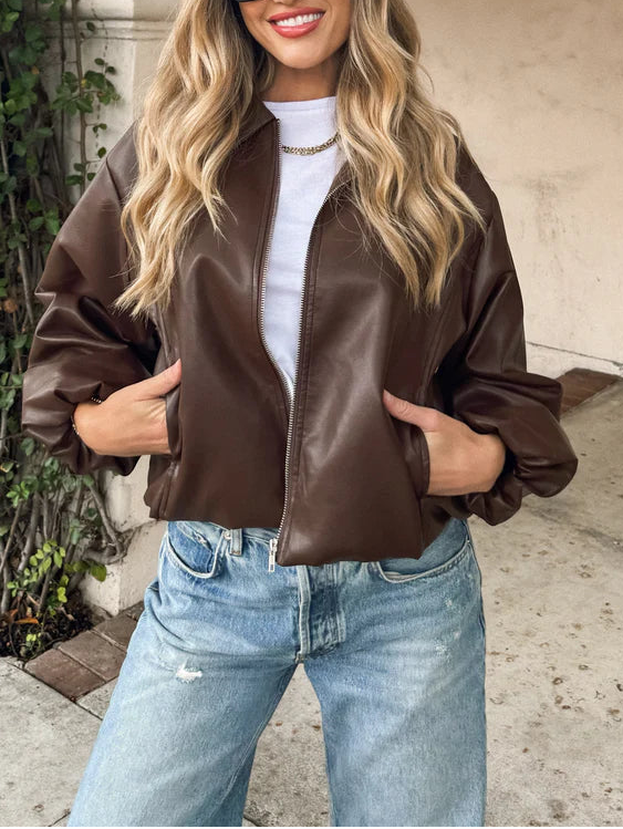 Brown Vegan Leather Jacket