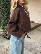 Brown Vegan Leather Jacket