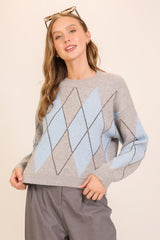 Blue & Grey Argyle Sweater