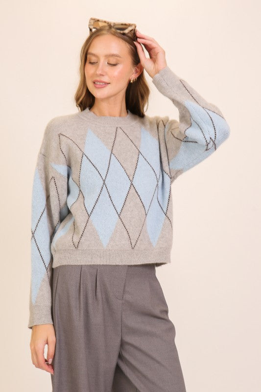 Blue & Grey Argyle Sweater
