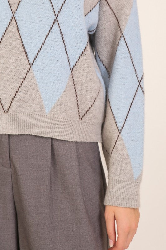 Blue & Grey Argyle Sweater