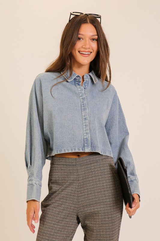 Cropped Denim Shirt