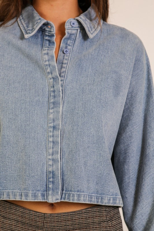 Cropped Denim Shirt