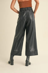 Faux Leather Wide-Leg Pants