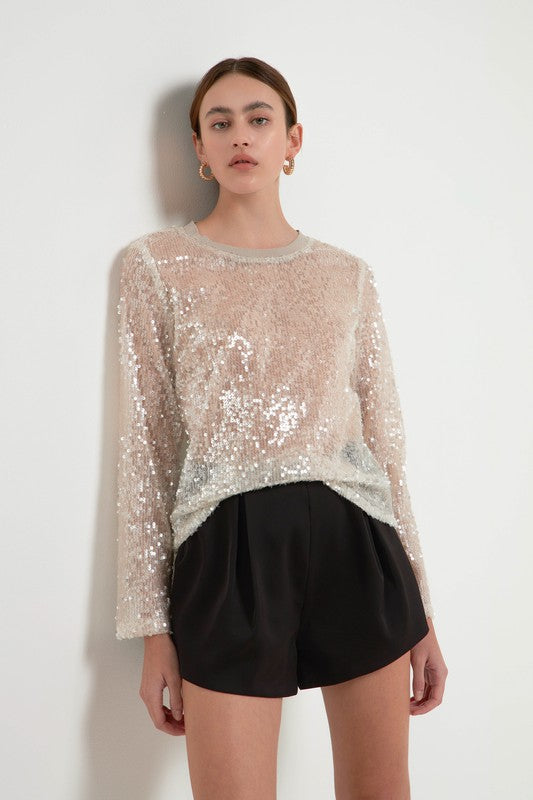 Sequin Sheer Top