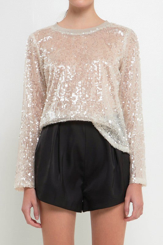Sequin Sheer Top