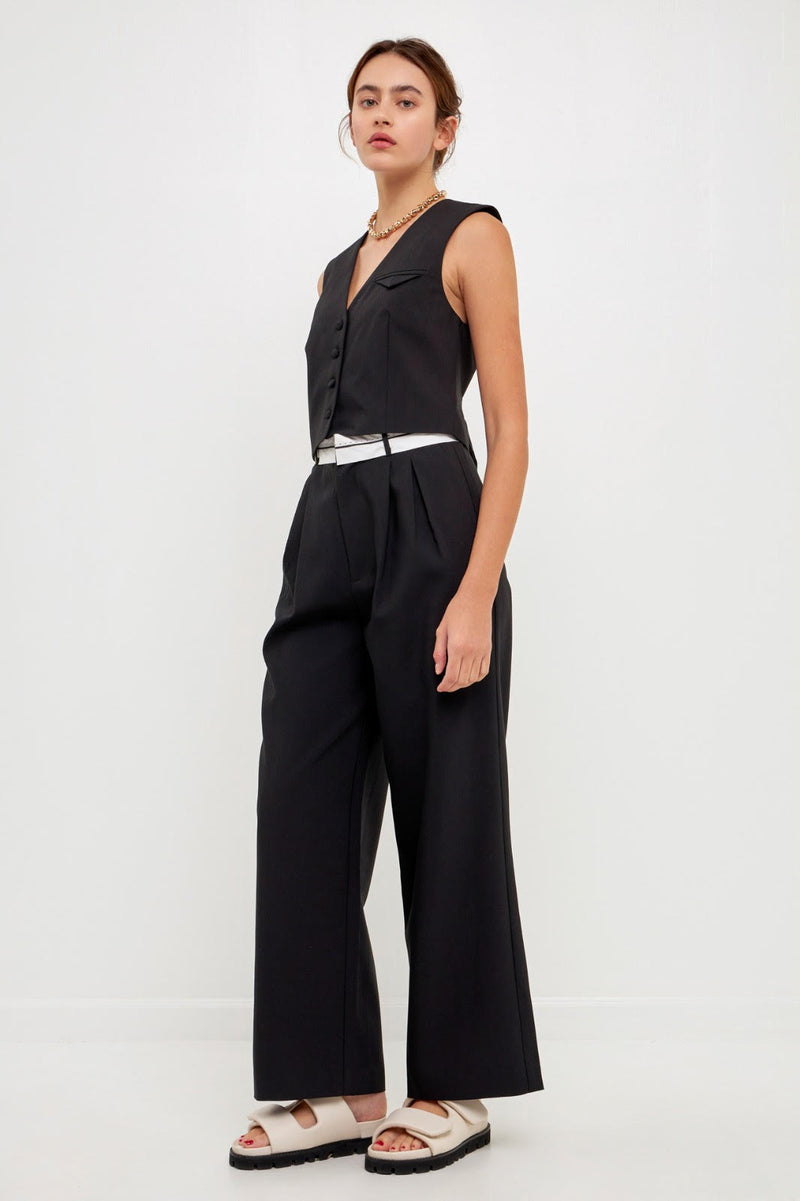 Contrast Waist Pants