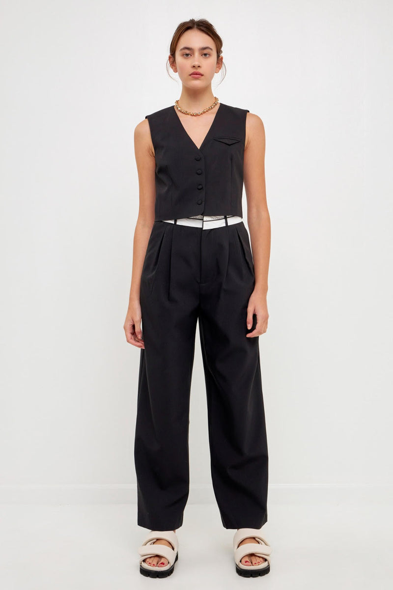 Contrast Waist Pants